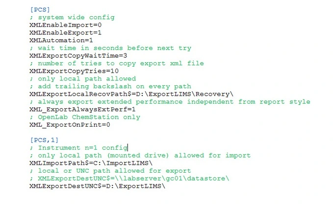 XML Parameter in der Chemstation.ini